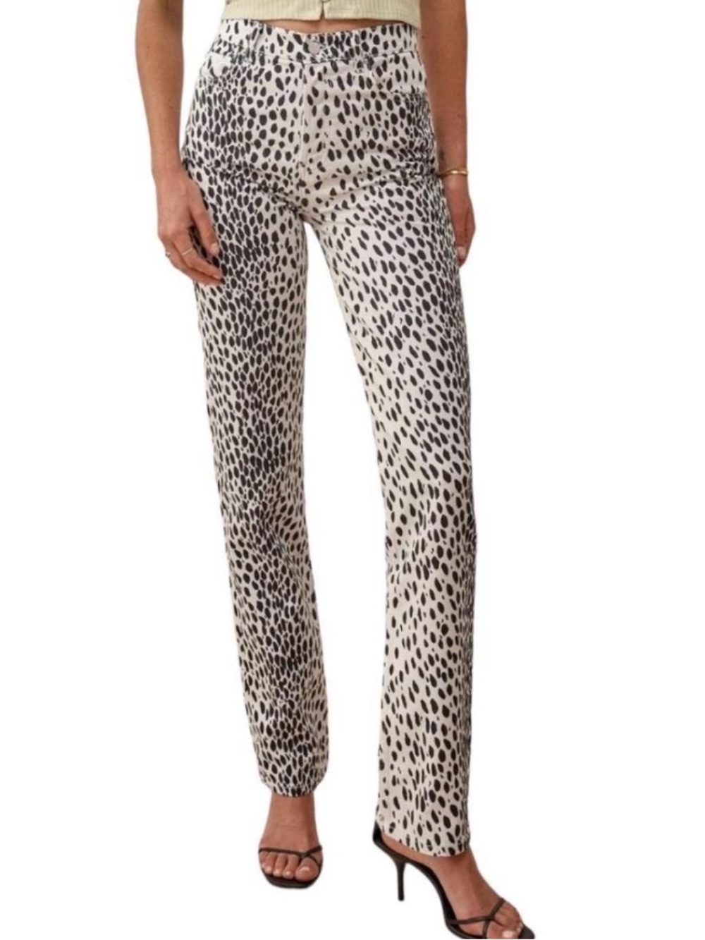 Reformation Cynthia High Rise Straight Jean Animal Print